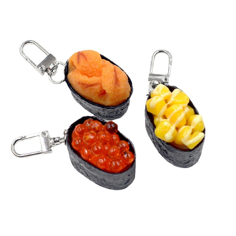 Wholesale PVC Simulation Food Japanese Small Fish Roe Sushi Keychain