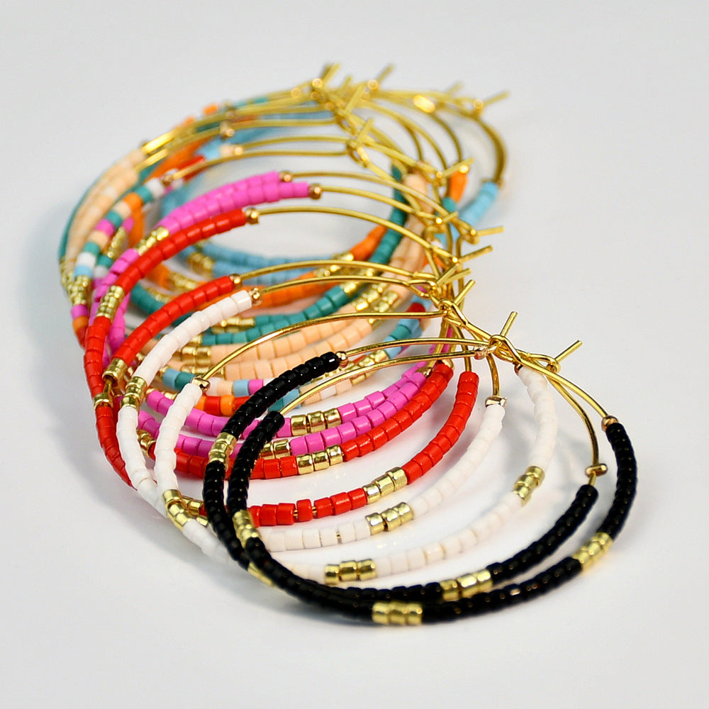 Wholesale Colorful Rice Beads Large Earrings