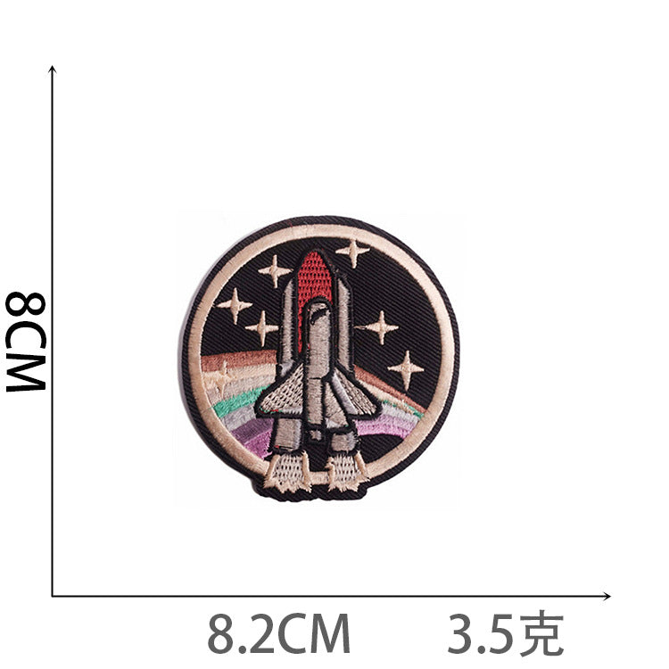 Wholesale Polyester Iron On Embroidered Patches Astronaut Space Rocket Design DIY Decorative Applique For Clothing Boutique Resale