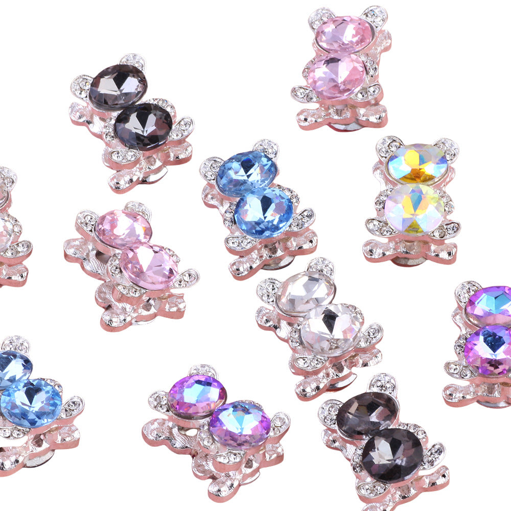 Wholesale 5pcs/pack Heavy double-sided alloy bear diamond ball DIY Fancy Beads