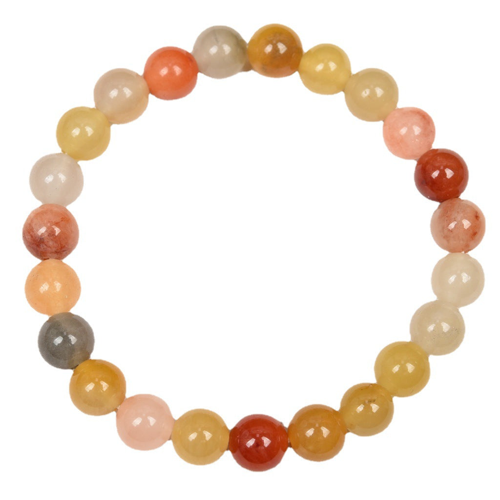 Wholesale Natural Gold Silk Jade Single Circle Round Bead Bracelet Bracelet