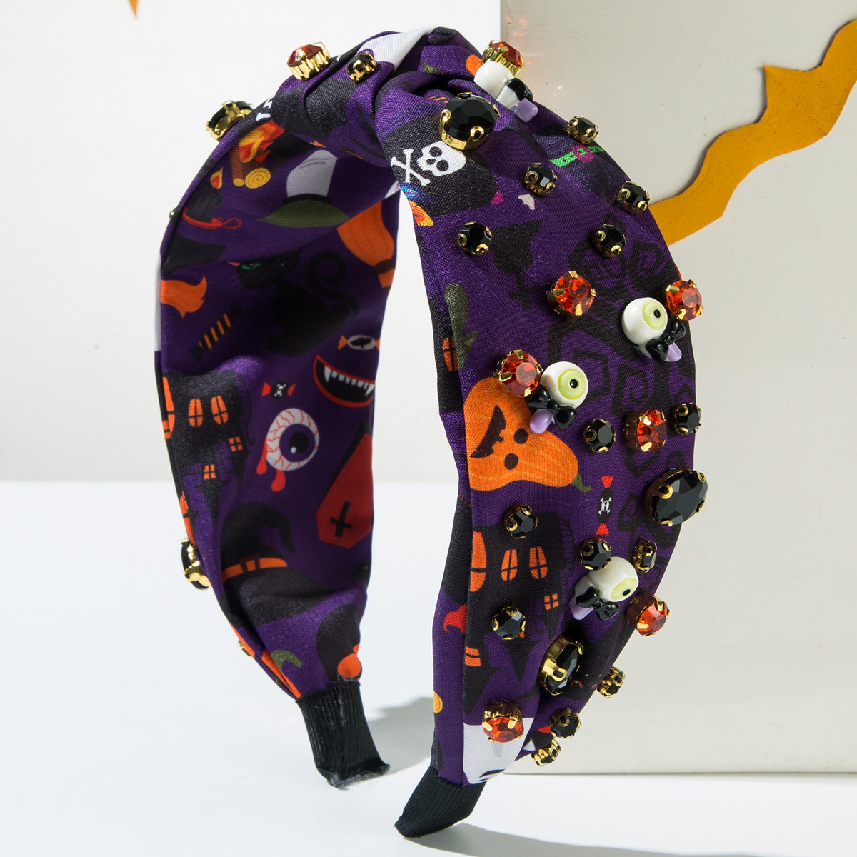 Wholesale Hot Sale New Halloween Headband Fashion Printed Fabric Diamond Set Trend Hair Accessories