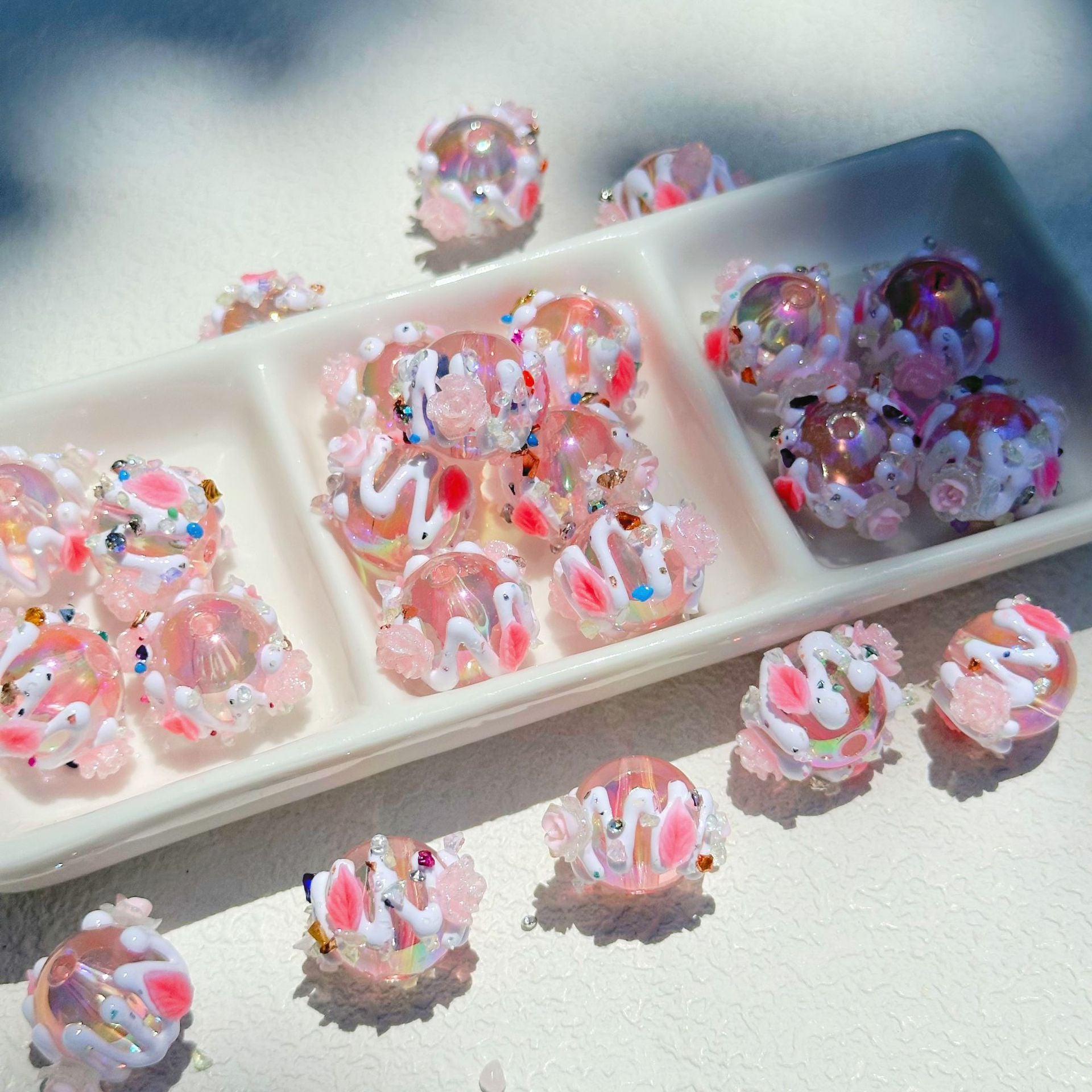 Wholesale 10pcs 3mm Diameter Diamond Girl Flower Series Hand-painted Beads