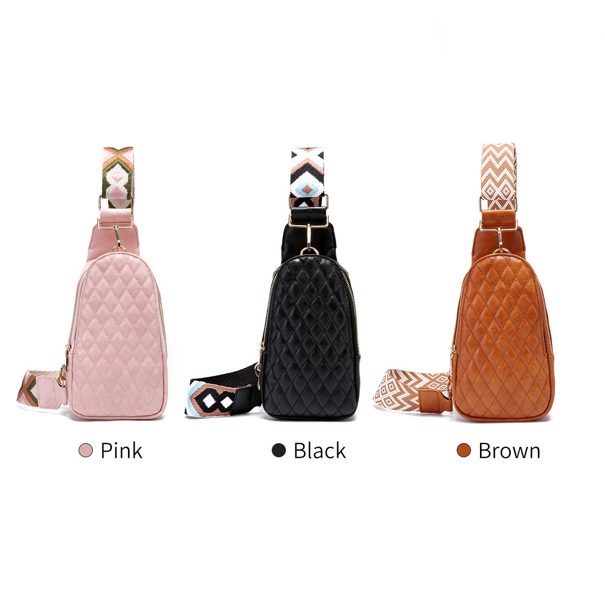 Wholesale Bohemian Retro Chest Bag Pure Embroidery PU Crossbody Bag