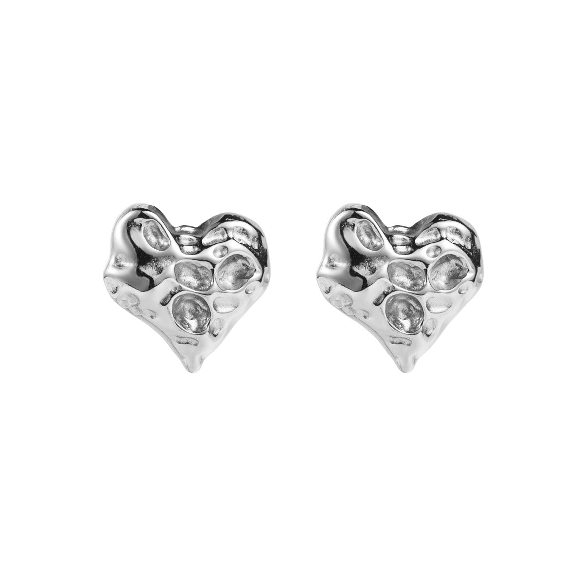 Wholesale Stainless Steel Heart Hammer Pattern Earrings