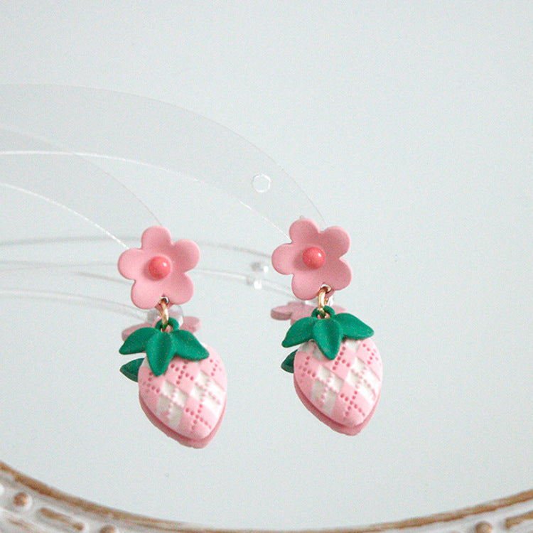 Wholesale Cartoon Strawberry Fruit Alloy Earrings