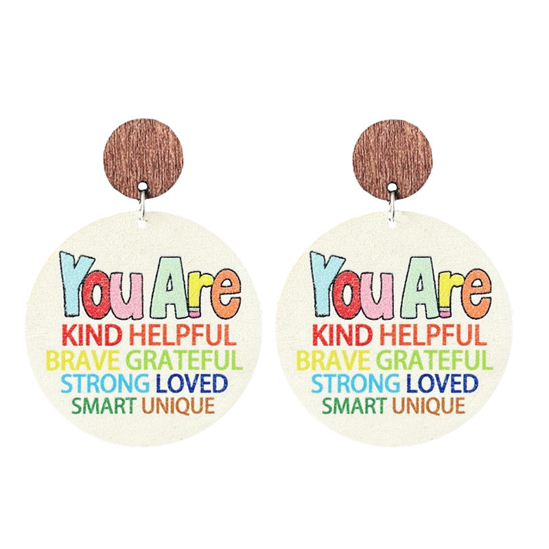 Wholesale Teacher Appreciation Week Graduation Season Textured Wood Earrings