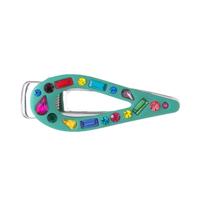 Wholesale Candy Colored Resin Studded Diamond Pointed Hair Clips