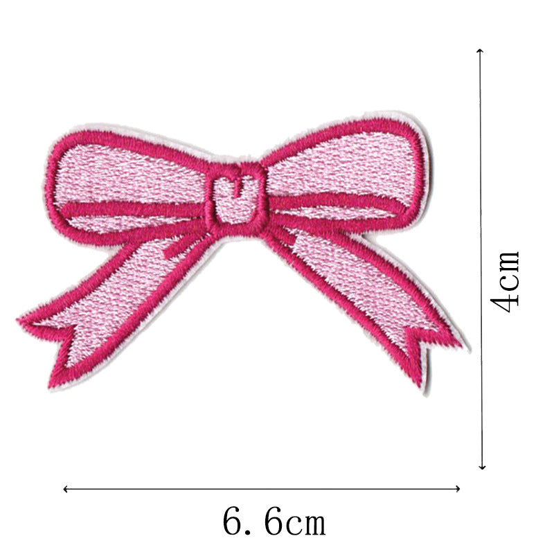Wholesale Pink bow embroidery DIY Patches