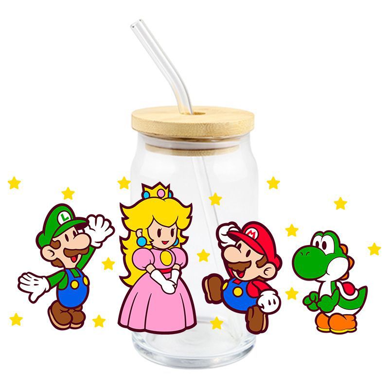 Wholesale 5pcs Cartoon Uv DTF Transparent Crystal  16oz Cup UV DTF Wraps OLY Exclusive