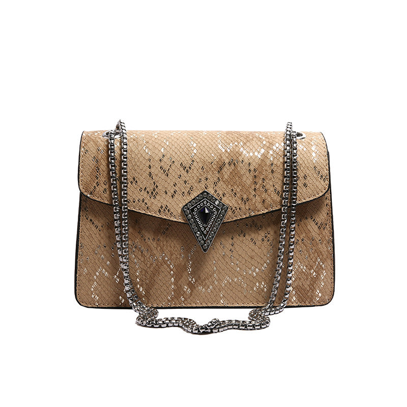 Wholesale Snake Pattern Fashion One-shoulder Crossbody Chain Small Square Bag