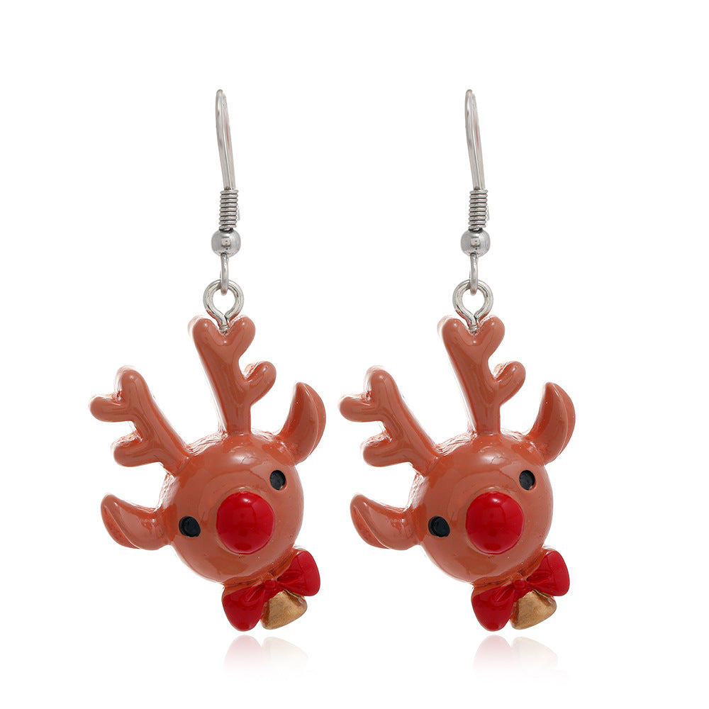 Wholesale Santa Claus Elk Snowflake Resin Earrings