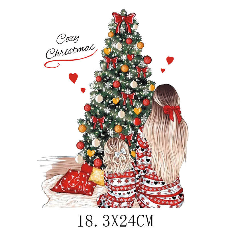 Wholesale   5pcs/pack sleigh heat transfer  UV DTF Ready to Press Transfers Wraps