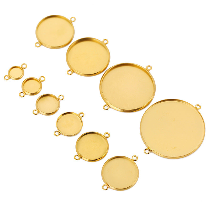 Wholesale 100PCS/PACK 6-30mm Pendant Empty Tray Stainless Steel Time Gemstone Bottom