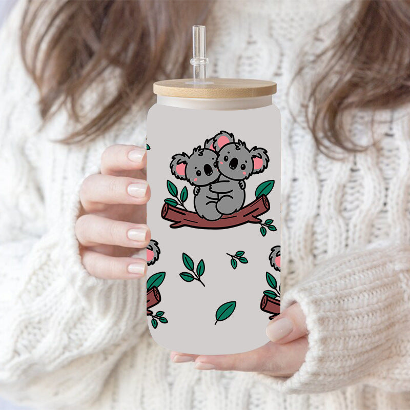 Wholesale Cartoon cute and colorful animals 16oz Cup UV DTF Wraps