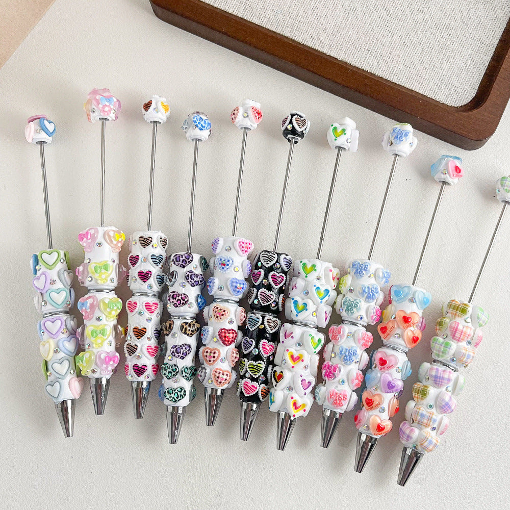 Wholesale 5pcs colorful heart-shaped clay beadable pens