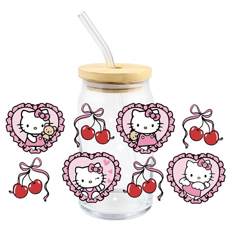 Wholesale 5pcs Cartoon Cute Cat 16oz Cup UV DTF Wraps OLY Exclusive