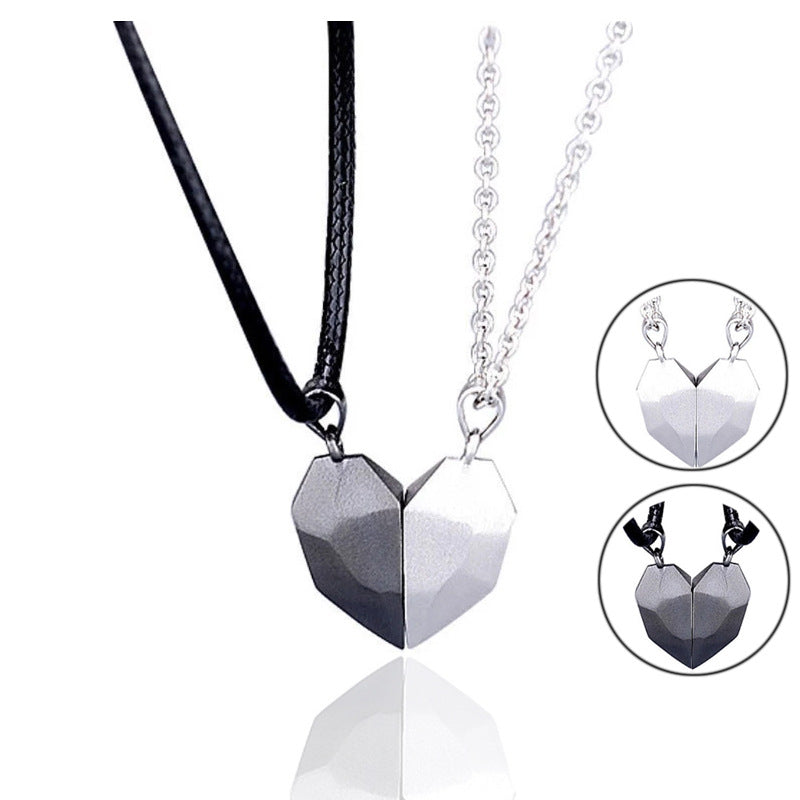 Wholesale  Creative Wishing Stone Couple Splicing Magnetic Magnet Love Necklace