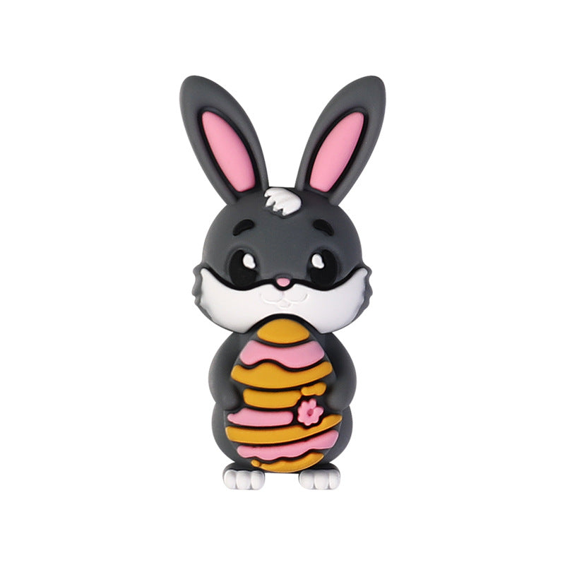 Wholesale 20pcs 3D Silicone  Cartoon Rabbit DIY  Easter Egg Focal Beads