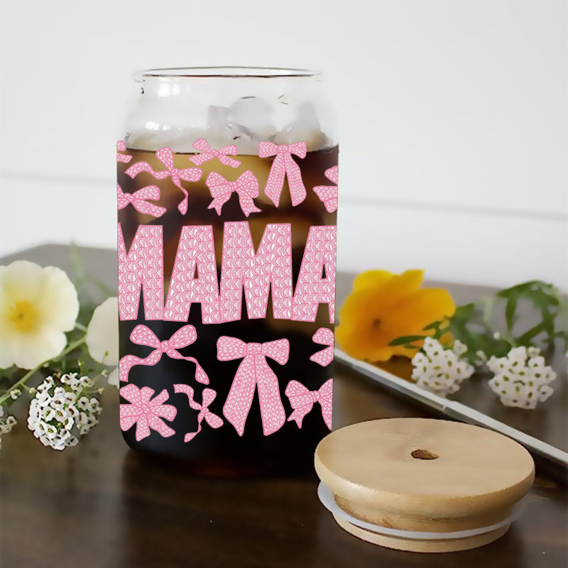 Wholesale Flower Bow Mother's Day  16oz Cup UV DTF Wraps