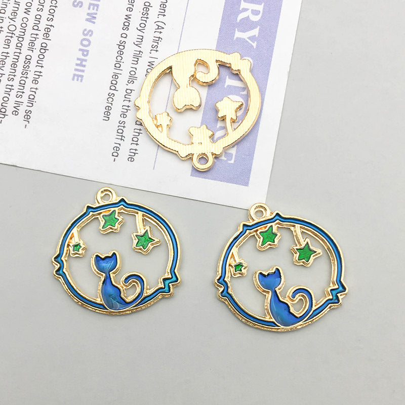 Wholesale 1 Blue Drip Oil Alloy Simulation Moon Star DIY Pendant