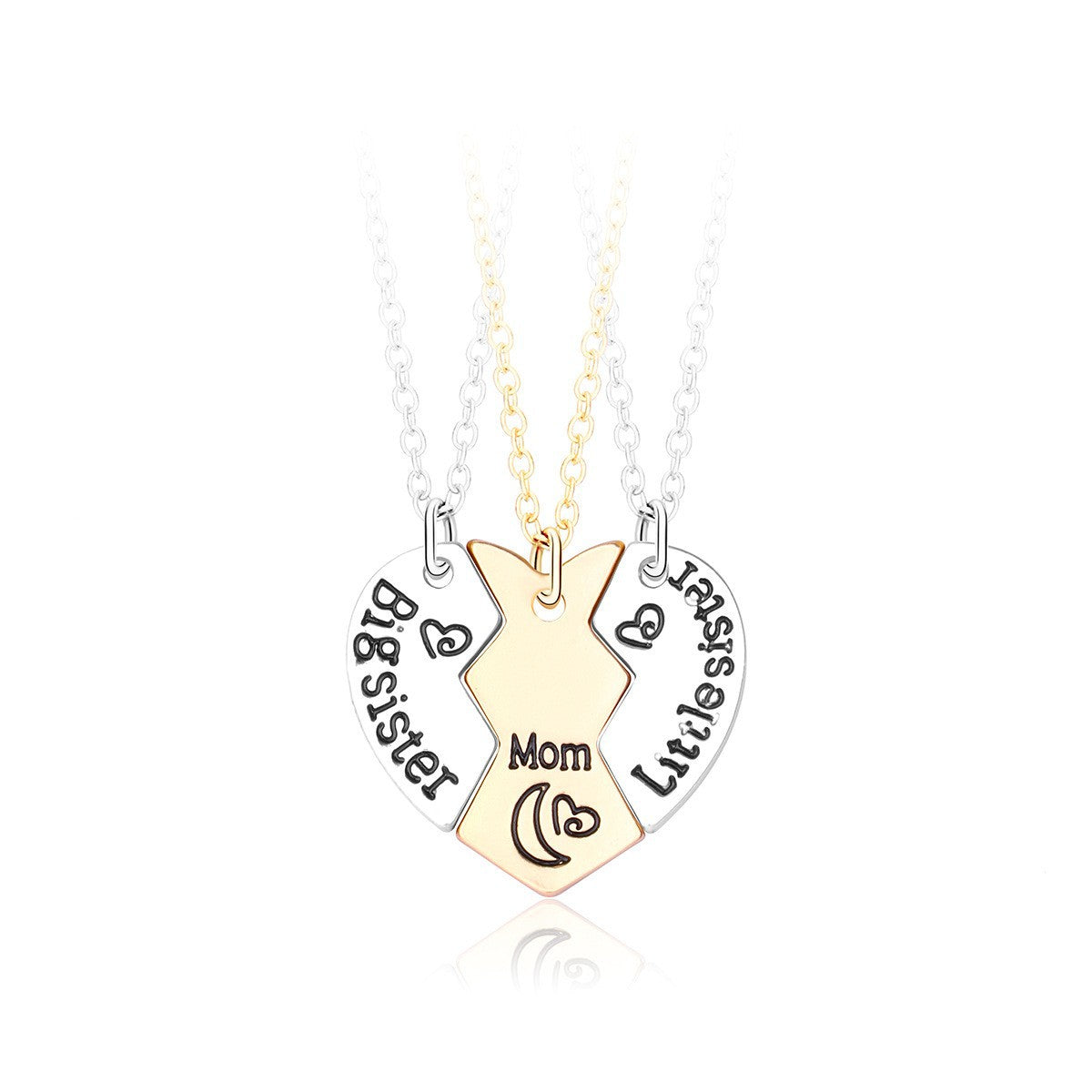 Wholesale Star and Moon Trio Alloy Dripping Oil Stitching Round Pendant Necklace Set