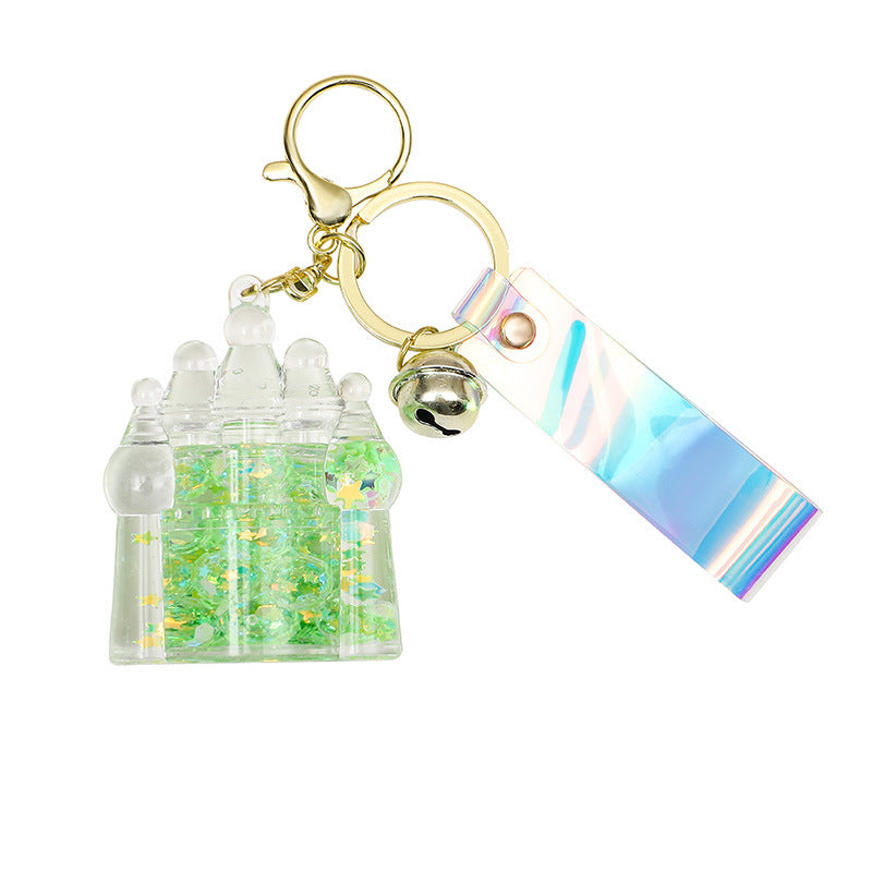Wholesale New Acrylic Oiled Luminous Castle Quicksand Bottle Keychain