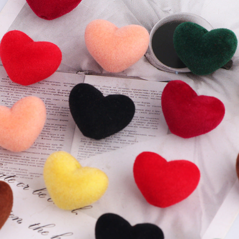 Wholesale 20pcs/pack DIY flocked acrylic heart beaded beads