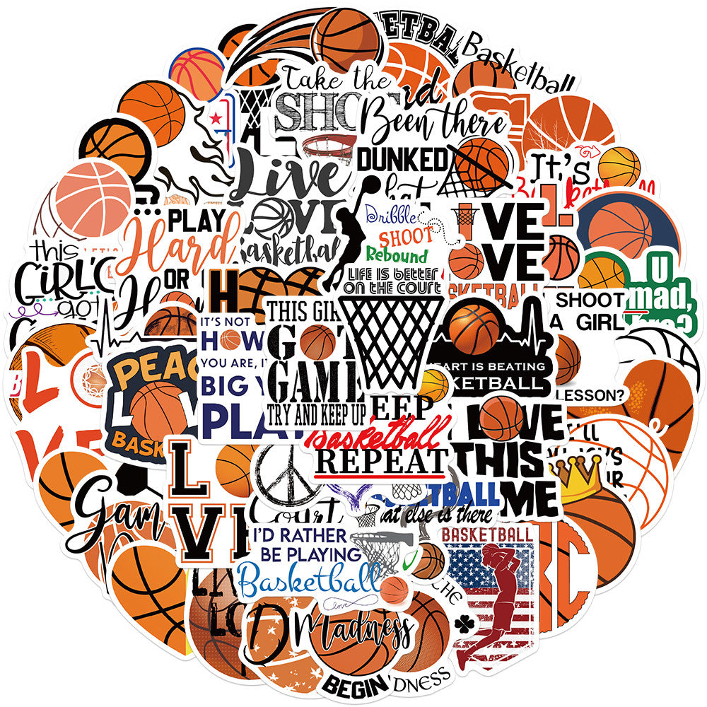 Wholesale 50pcs Basketball Alphabet Series Waterproof Vinyl Stickers