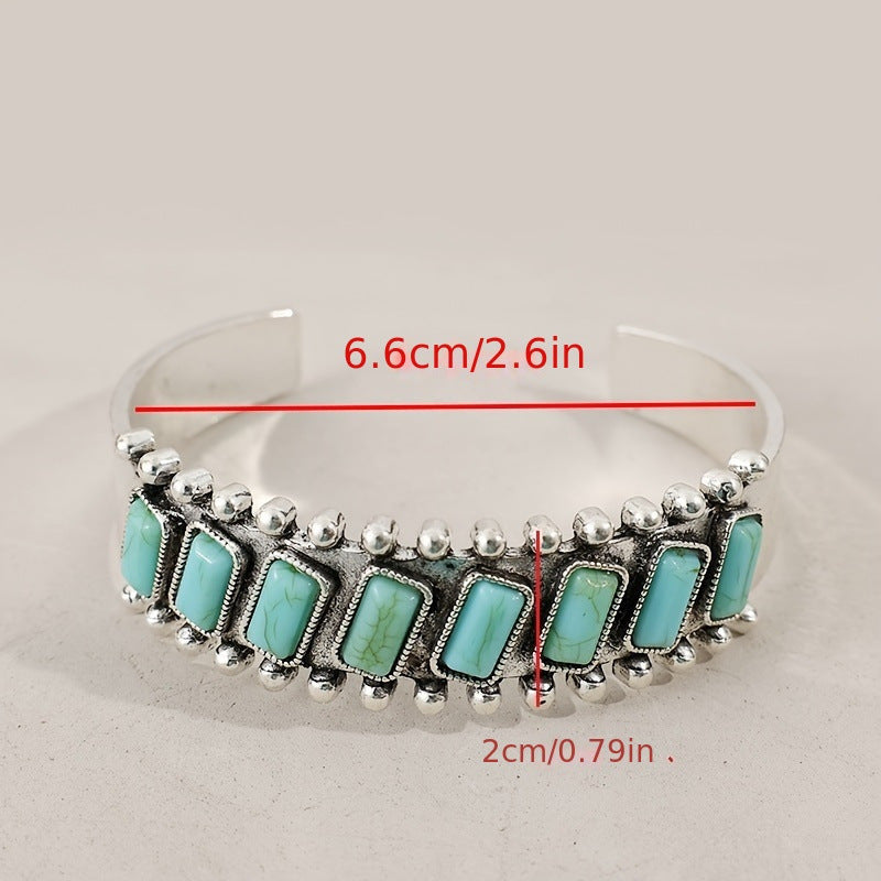 Wholesale Bohemian Natural Turquoise Open Retro Pattern Bracelet