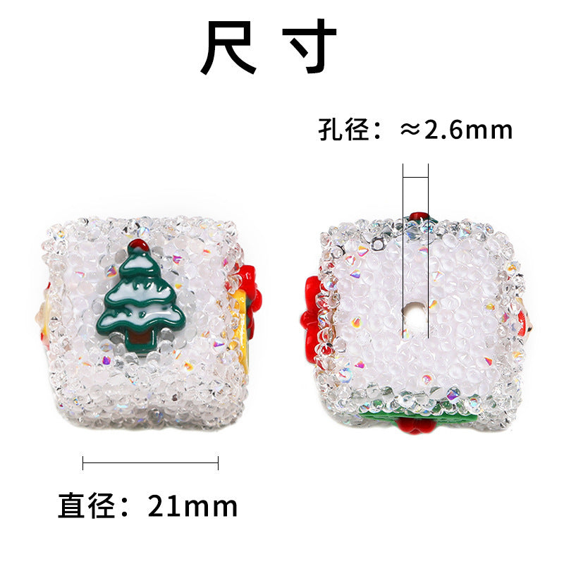 Wholesale  5pcs Christmas Sugar Square Beads DIY Bracelet Beads