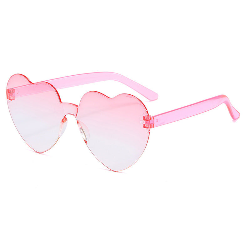 Wholesale PC 2023 Summer New Transparent Jelly Color Gradient Heart Sunglasses