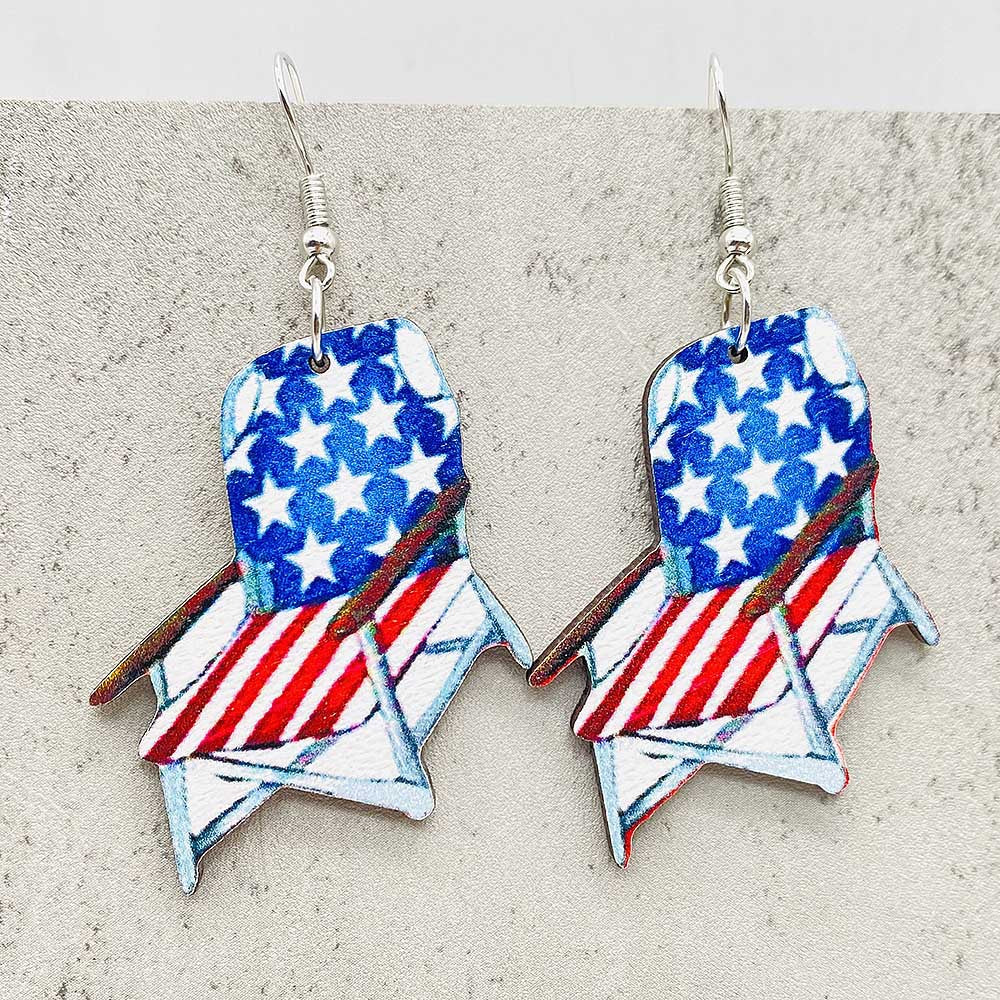 Wholesale American Independence Day Ice Cream Beach Wooden Earrings