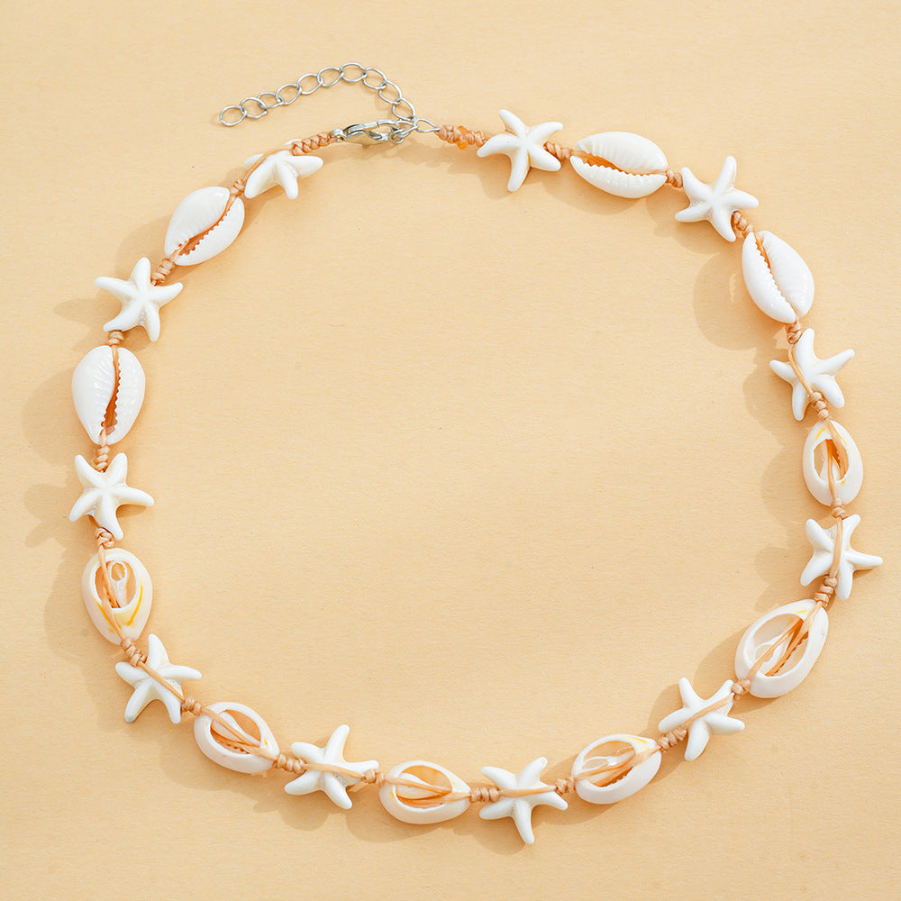 Wholesale Braided simple personality fashion beach style starfish shell necklace