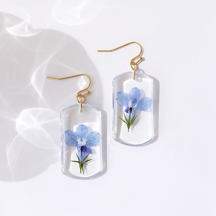 Wholesale Summer New Pastoral Style Eternal Flower Rose Square Color Earrings