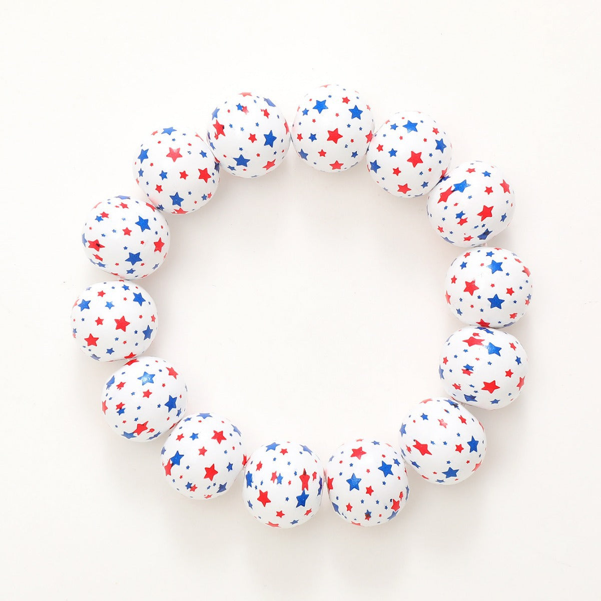 Wholesale American Independence Day Stars and Stripes Bright Color Wooden Beaded Bracelet