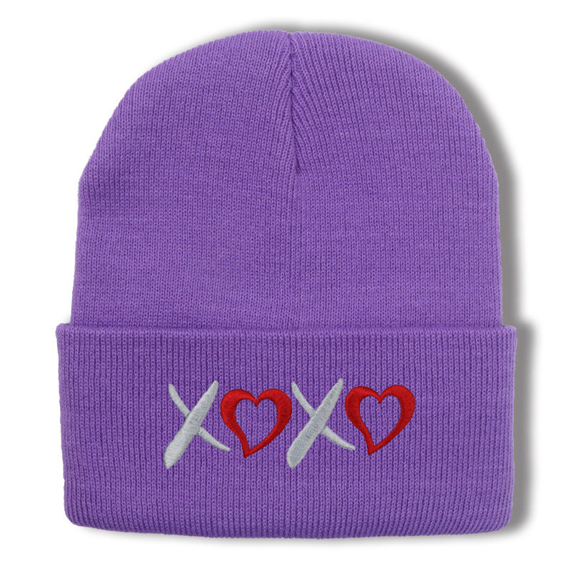 Wholesale Valentine's Day XOXO embroidery knitted hat for men and women couples autumn and winter warm wool hat leisure all-match cold hat tide