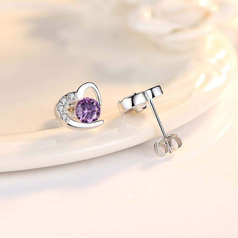 Wholesale Copper zircon hollow snowflake Valentine's Day earrings