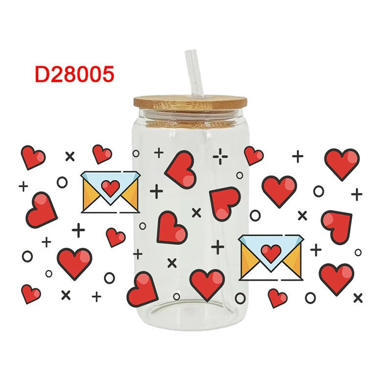 Wholesale Love Bear Cartoon Letter Valentine's Day 16oz Cup UV DTF Wraps