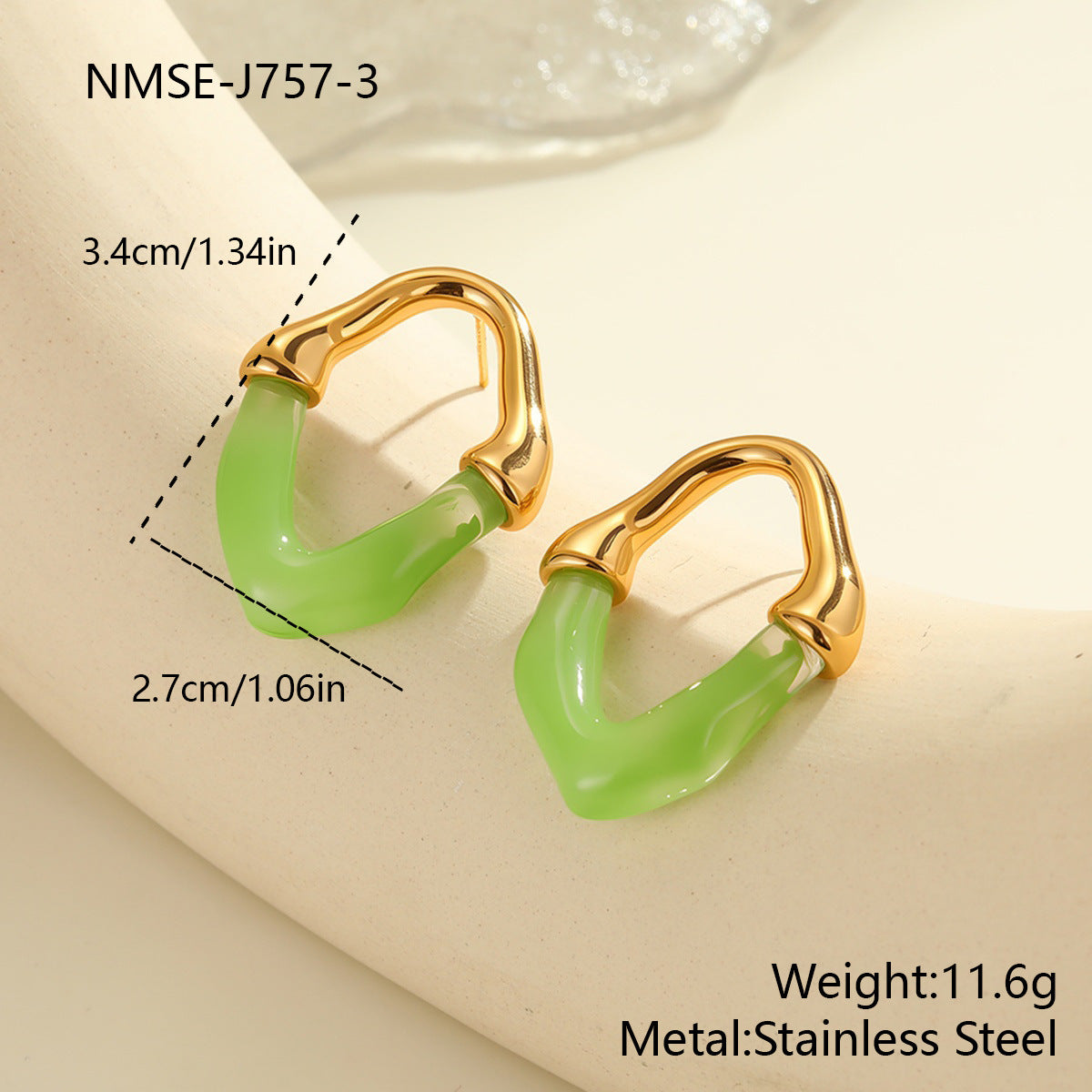 Wholesale Colored resin spliced stainless steel earrings