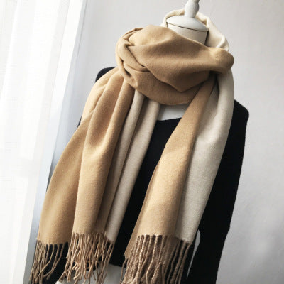 Wholesale Double Sided Solid Color Scarf Long Thickened Warm Shawl