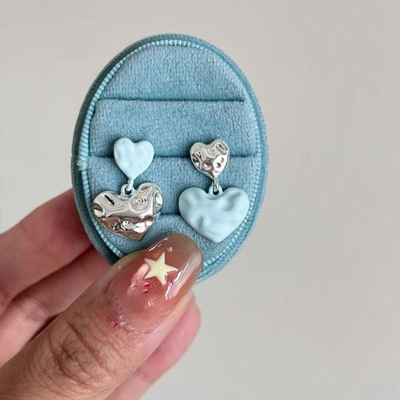 Wholesale Trendy Asymmetric Pleated Heart Earrings Alloy Fashion Accessory Gift For Women Party Casual Wear
