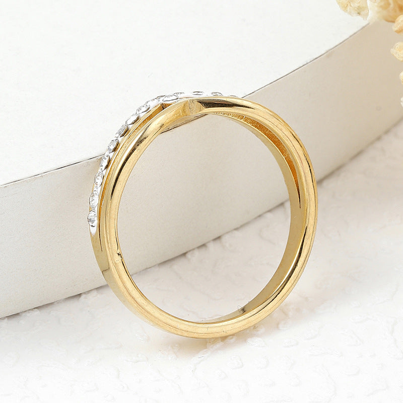 Wholesale stainless steel irregular gold crown inlaid clay diamond ring