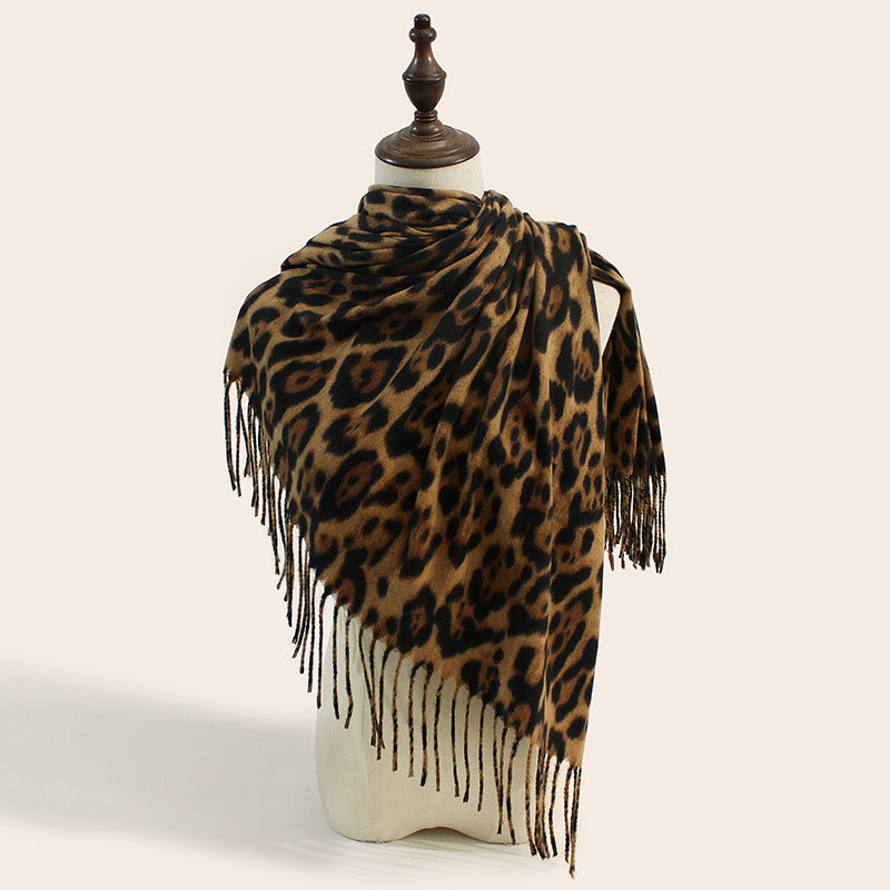 Wholesale Autumn and Winter Leopard Print Warm and Versatile Fashionable Imitation Cashmere Scarf