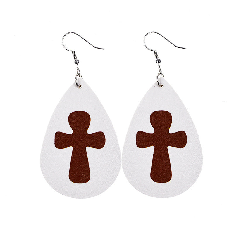 Wholesale arrival St. parcret festival leather Easter white rabbit leather earrings