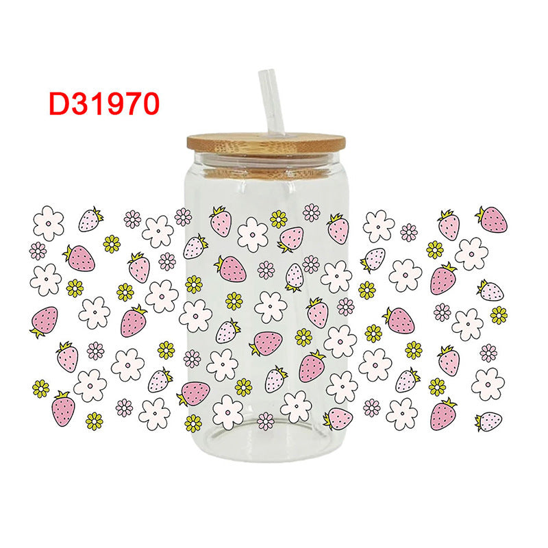 Wholesale fruit Cup  Crystal Sticker16oz Cup UV DTF Wraps 16oz Cup UV DTF Wraps