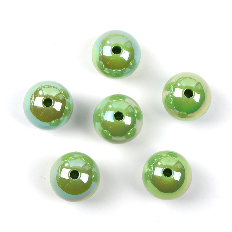 Wholesale 100pcs UV color plated solid color round beads 16mm acrylic beads