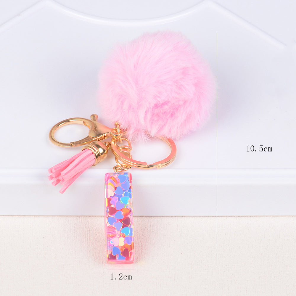 卸売人気のファーボールラブレター樹脂キーホルダー