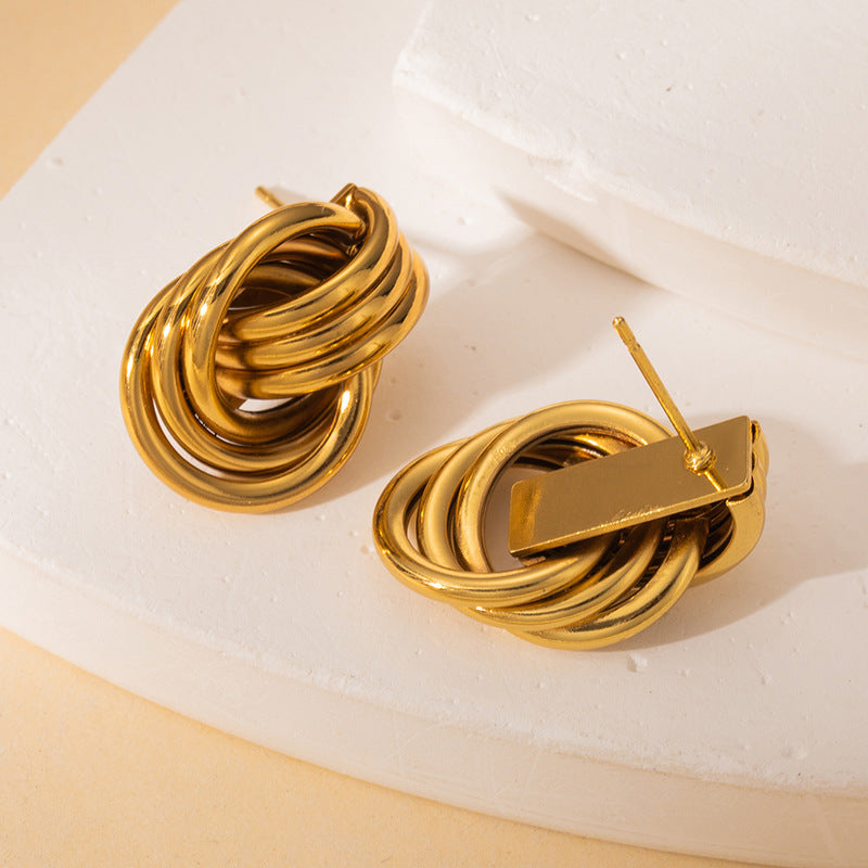 Wholesale steel solid smooth earrings  autumn and winter earrings  earbuckle