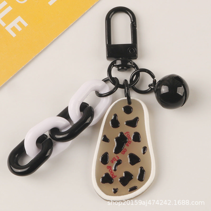 Wholesale Cow Pattern Candy Color Bell Acrylic Keychain